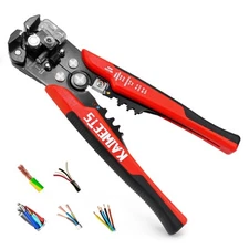 Self Adjusting Wire Stripper 3-in-1 Tool: Strip, Cut, Crimp 10-24 AWG Cables