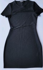 Express Size 4 Bodycon Mesh Insert Black Mini Dress Side Zipper Short Sleeve