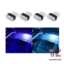 4 PCS USB LED Car Interior Atmosphere Lamp, Plug-in USB Decor Blue  Ice Blue