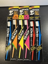 Lot 6 VTG Johnson  Johnson Reach Toothbrush Soft Compact GLOW IN THE DARK NEON