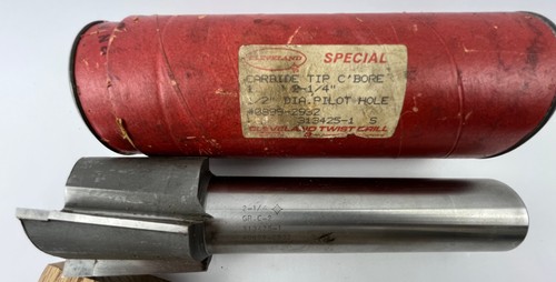 Cleveland Carbide Tip 2 1/4" D Counterbore 8 1/2" Long 1 1/2" Shank 4 Flute