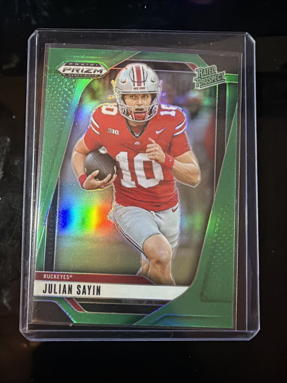 2025 Panini Prizm Draft Picks Rated Prospect Julian Sayin #161 Green Prizm SP
