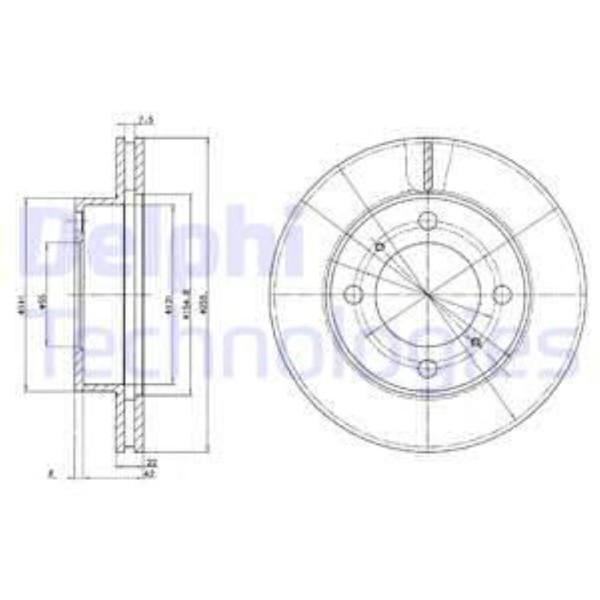 Delphi 2X Bremsscheibe Vorne Ø255 BelüFtet FüR Toyota Corolla Compact _E11_ 1.4-image