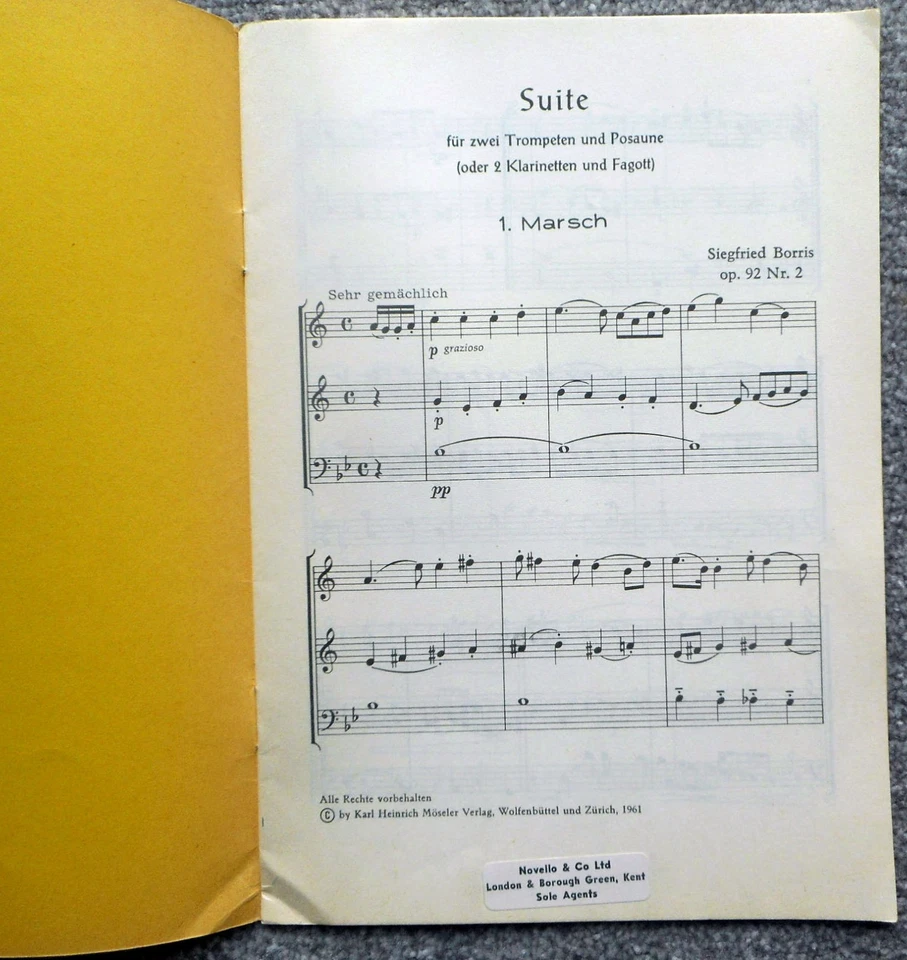 Siegfried Borris - Suite: 2 Trumpets & Trombone or 2 Clarinets & bassoon: 16pgs - Image 2 of 4