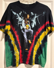 VTG BOB MARLEY 2000 Tie Dye M Black T-Shirt Medium ZION ROOTSWEAR Vintage