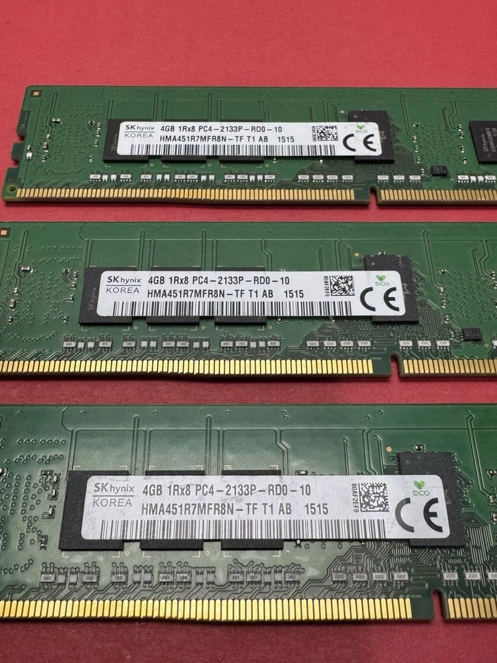 Lot Of 3 4GB 1Rx8 PC4 2133P Server Memory SK Hynix - Image 2 of 3