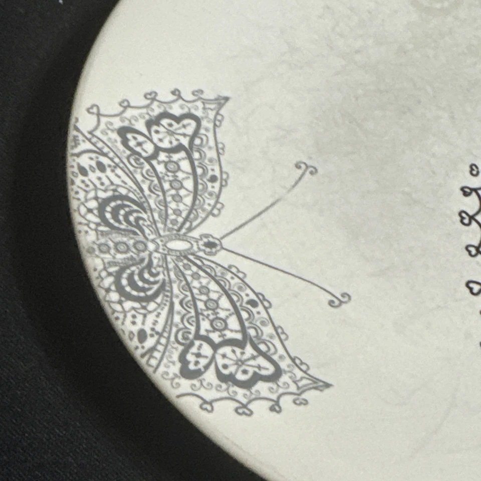 Roscher BUTTERFLY LACE 8,25” Ensalada Desierto Plato Blanco Negro Gris Foto 4 de 4