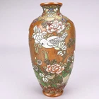 Antique Cloisonne Bronze Vase Meiji Period Japanese Flower Jar Bird 6.3 in