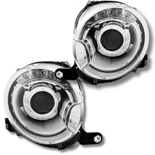 Scheinwerfer Set chrom passend für Fiat 500 312 10/2007-06/2015 H7 elektr LWR