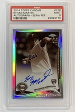 2014 Topps Chrome Ethan Martin RC Sepia REFRACTOR AUTO 07/75 PSA 9