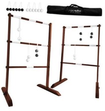 Games - Premium Wooden Ladder Ball Game Set Weather Resistant - with 10 