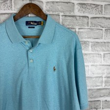 Polo Ralph Lauren Classic Fit Mint Blue Colored Pony Collared Polo Shirt Mens XL
