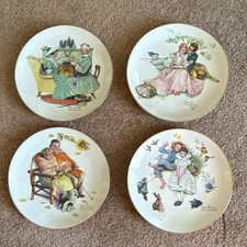 Norman Rockwell Set of 4 Porcelain Decorative Collector Plates, American Vintage