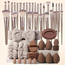 Professional Makeup Tool Set, 54pcs Cosmetic Brushes Sponges Puffs Headbands NEW