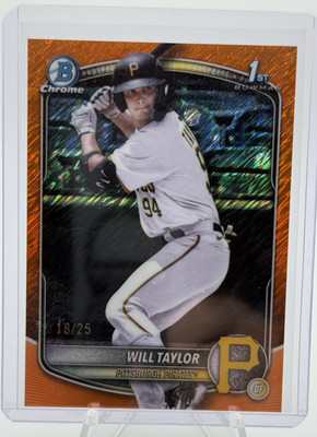 2025 Bowman Chrome Prospects Will Taylor Orange Shimmer 05/25