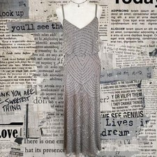 Adrianna papell art deco style style silver sequin prom dress womens sz 0