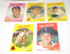 5) 1959 Topps FILLER baseball cards #328 #347 Buhl #379 Miller #384 Sisler #443