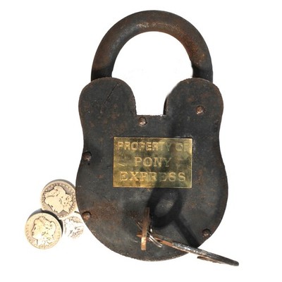 Rusted Iron Pony Express Padlock 9.5 Inch   6 Lbs