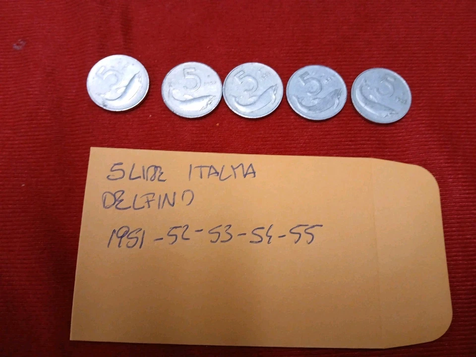 1951 To 1955 Italy 5 Lire - Lot Of 5 Coins KM 92 🇮🇹 🇮🇹 🇮🇹  - Image 2 of 3