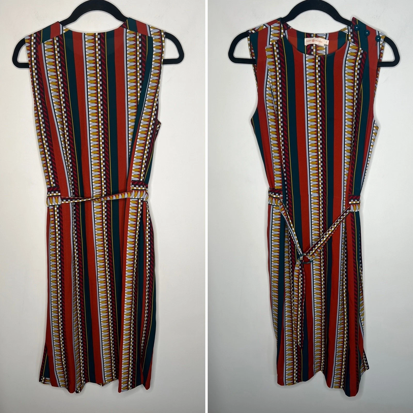 Abito Tory Burch Julia Oceano Eden in seta a righe taglia 8