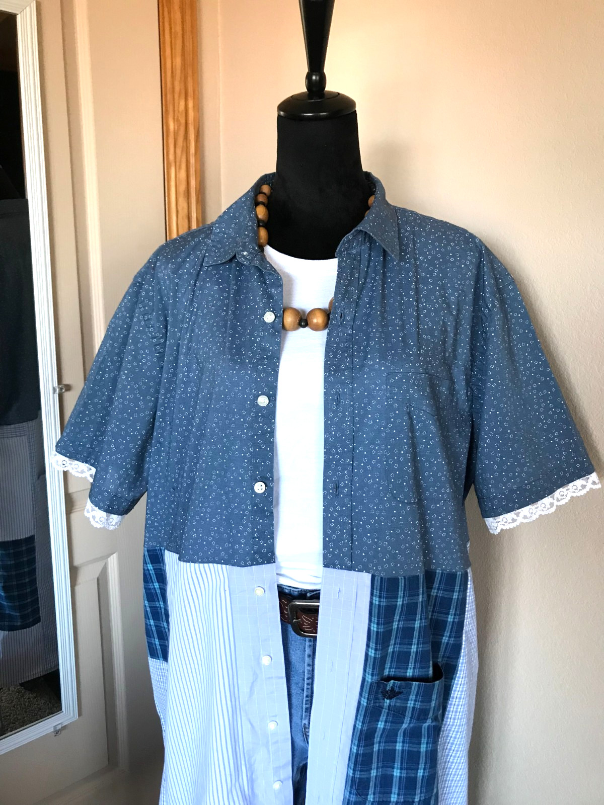 Upcycled Boho Button-Down Duster, Handmade Patchw… - image 5
