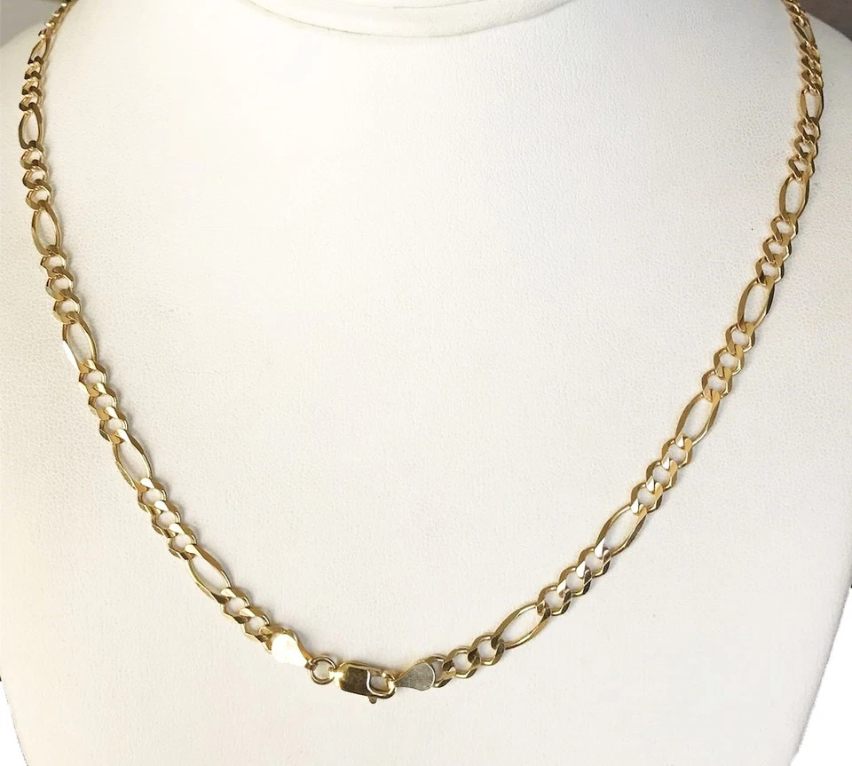 5.50mm 18" 14.60gm Solid 14k Solid Yellow Gold Open Men's Figaro Necklace Chain - Image 1 of 4