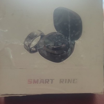 Silver Smart Ring Activity Tracker Size 8 HR Sleep BT iOS/Android + Case
