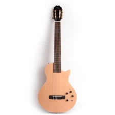 Open Box LP Nylon String Electric Travel Guitar Mahogany Body Spruce Top 633