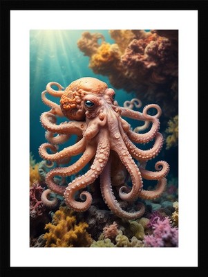 Epischer Oktopus gerahmtes Wandbild Poster Leinwanddruck Bild