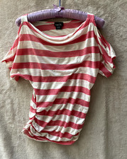 Rue21 Womens Size M Red Striped Cold Shoulder...