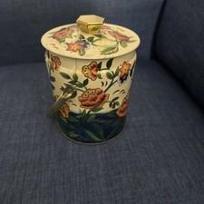 Vintage Murray-Allen Water Flower Tin Metal Cannister w/Handle Lid Made England