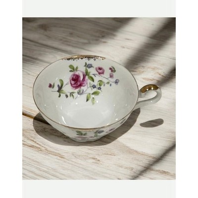 Tea Cup Marco Bone China  Japan Red Rose BudFloral VTG 1950s Tableware Rare
