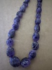 Vintage Carved Deep Purple Amethyst Oval Bead Barrel Clasp 24 Inch Long Necklace — photo 2