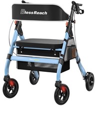 "Andador plegable Blessreach grande asiento de 18"" capacidad 450 lb ruedas de 8"""