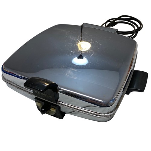 Vintage Sunbeam CG-1 Waffle Baker & Grill Chrome Waffle Maker Tested Heats Up