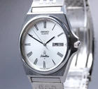 Vintage [Exc+5] Seiko Silver Wave 5933-7020 Roman Silver Men's Qz Watch Japan