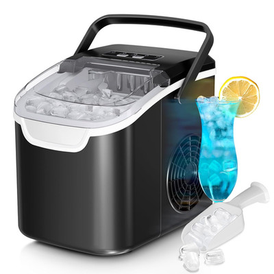 Countertop Ice Maker Machine, 8 Ice Cubes in 6 Mins, 26Lb/Day Ice with 2 Sizes-