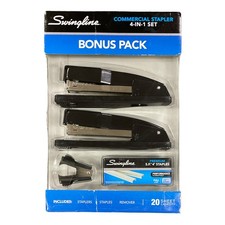 Swingline Commercial Stapler 4-in-1 Set, 20 Sheet Capacity, Black