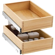 2 Set Pull out Tray Cabinet Organizer Wooden Pull Drawers storage Slide out P...