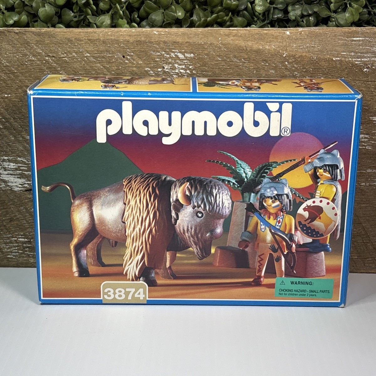 Lot Playmobil Western Vintage 3731 - Indiens, Cheval, Bison, Tipi - 1988