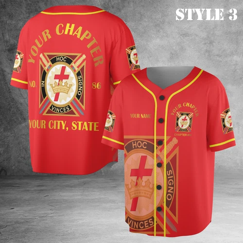 Personalized Name Masonic Knights Templar Freemasonry Baseball Jersey