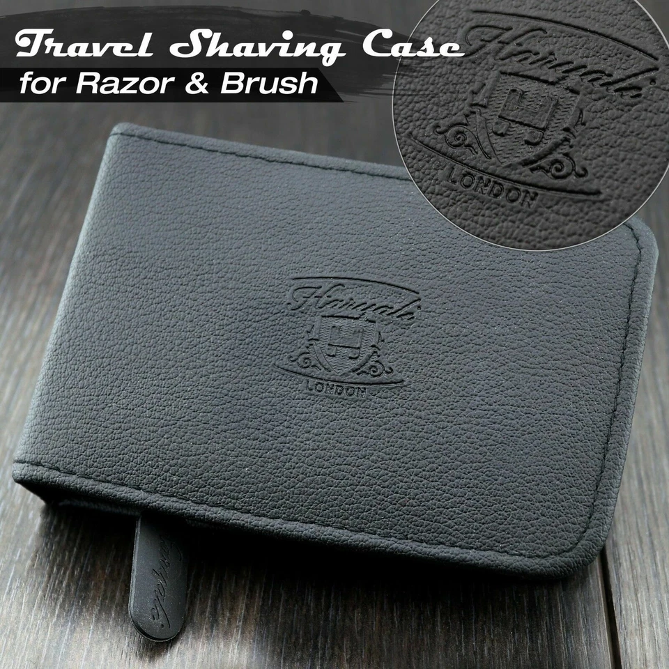 Genuine leather bag for brush & safety razor in black color - Image 3 of 4