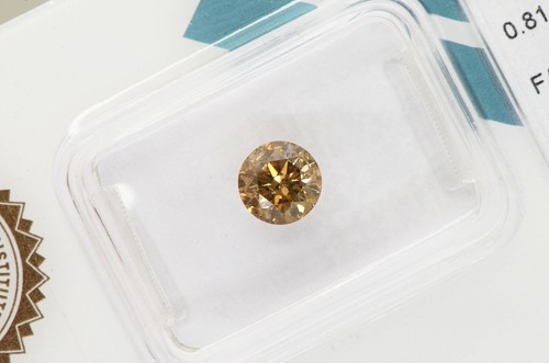 Loose Round Shape Diamond Natural Fancy Orangy Brown 0.81 Carat I1 IGI Certified - Picture 4 of 6