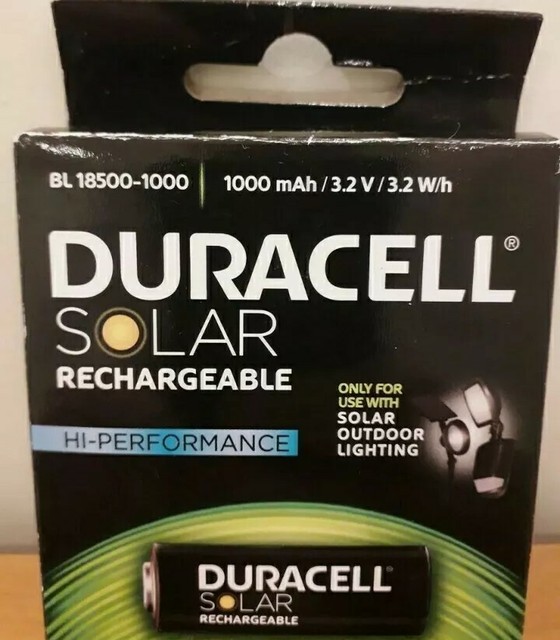 Duracell 1000mah Hi Performance Solar Outdoor Rechargeable Batteries X2