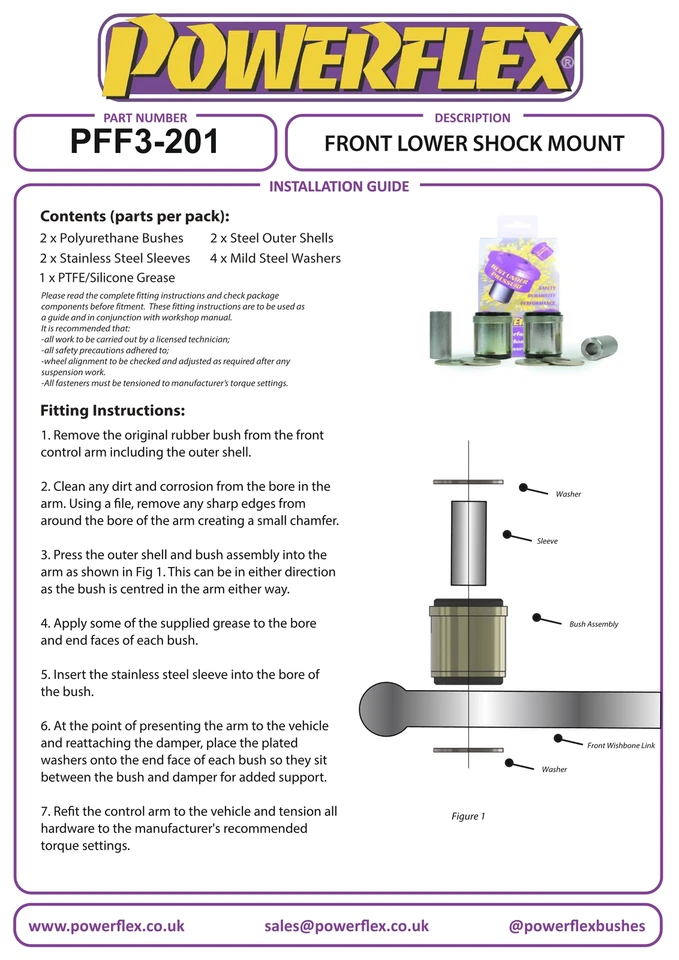 Powerflex Road Anteriore Inferiore Scossa Supporti Per VW Passat B5 Berlina - Immagine 3 di 4