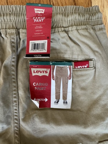 Levi's Boys Twill Cargo Pant Elastic Waist Pull On Size 14 Harvest Gold - Picture 4 of 4