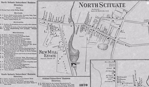 Mappa North Scituate Fiskville Arkwright Hope RI 1870 con nomi di proprietari di case mostrati - Foto 1 di 2