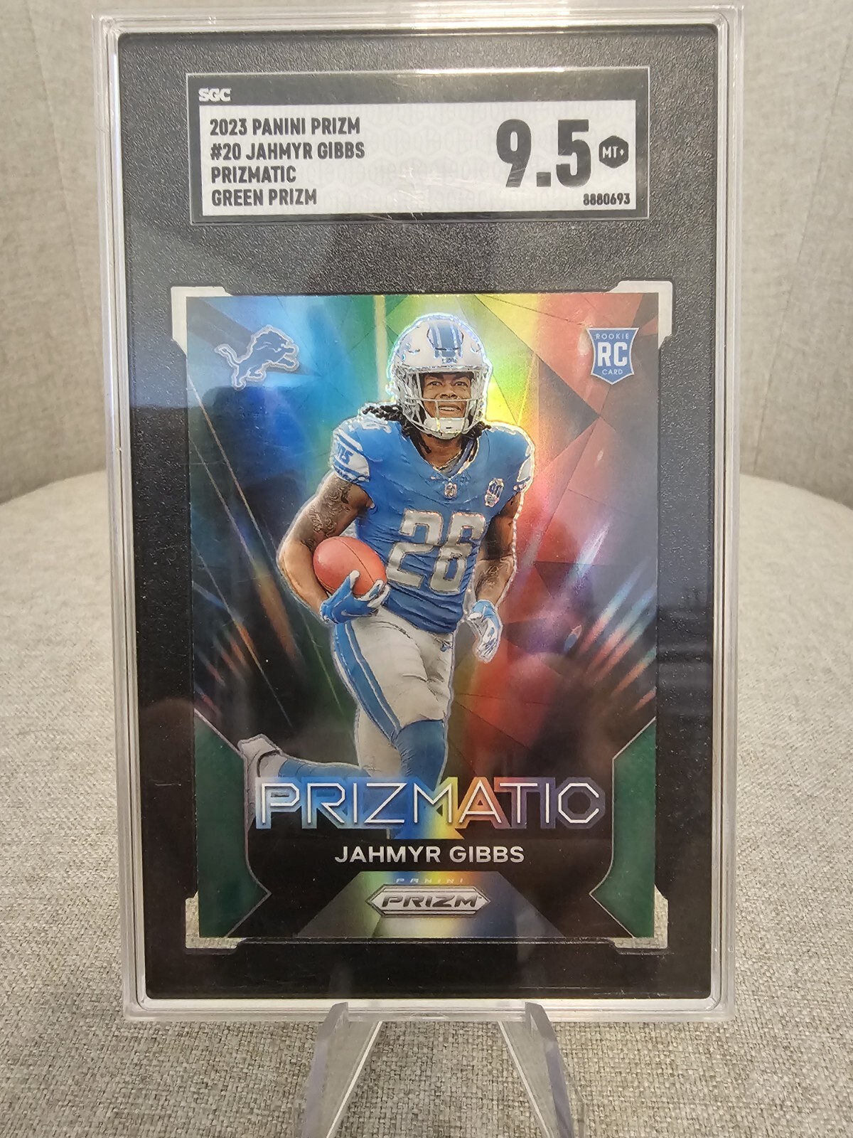 Jahmyr Gibbs RC 2023 Prism Prizmatic Halo GRADED SGC 9.5 LIONS