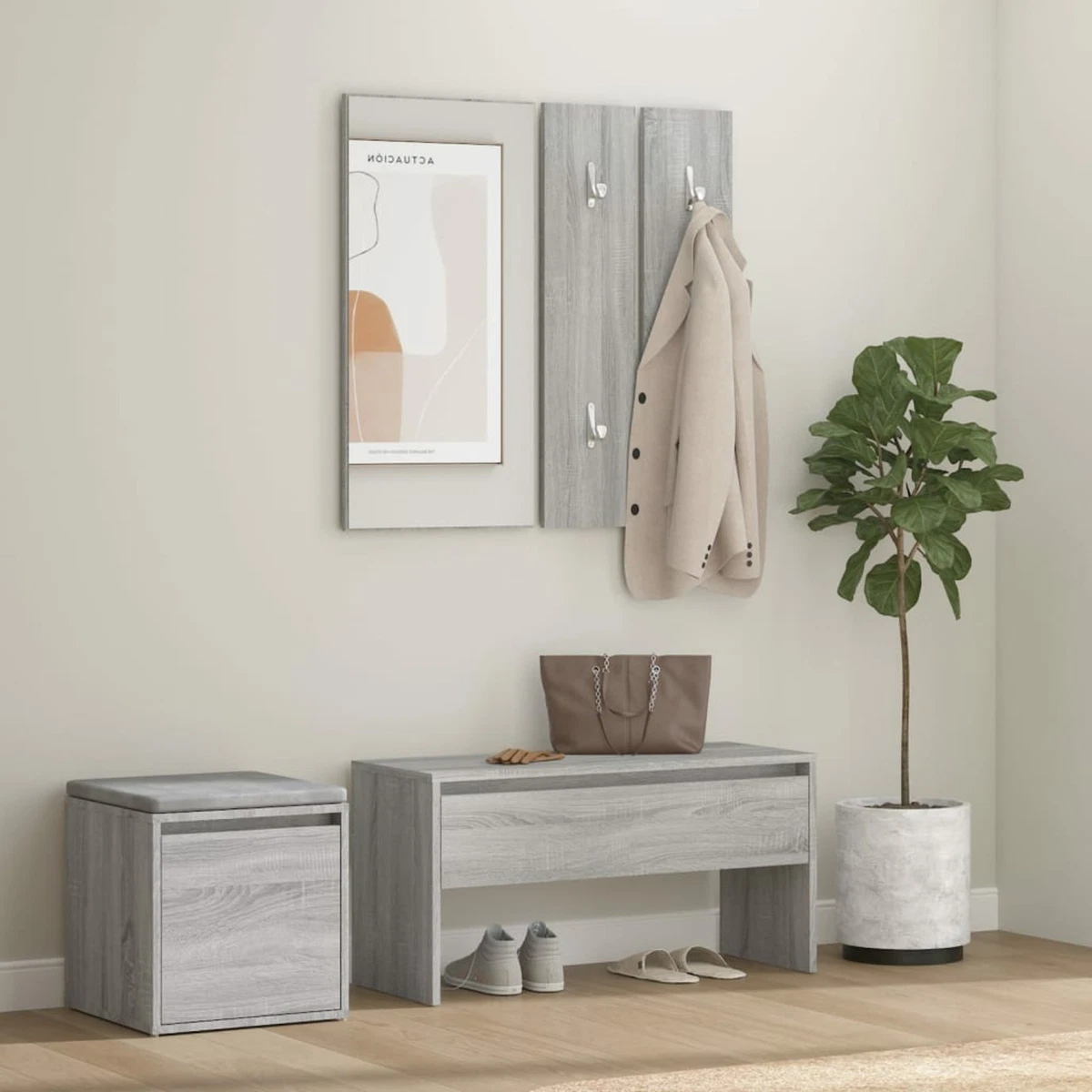 Hallway Furniture Set Grey Sonoma Engineered Wood J8J6