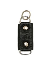 Genuine Black Leather Keychain Men Women Steel Pocket Ring VIETRI LEATHER